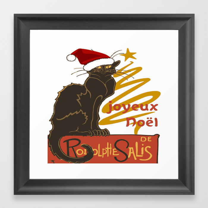 Joyeux Noel Le Chat Noir With Stylized Golden Tree Framed Art Print By Taiche Society6 Joyeux Noel Le Chat Noir With Stylized Golden Tree Framed Art Print By Taiche Society6