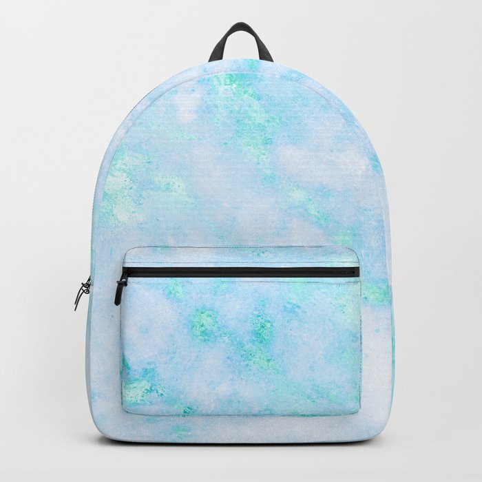 Blue Marble - Shimmery Turquoise Blue Sea Green Marble Metallic Backpack