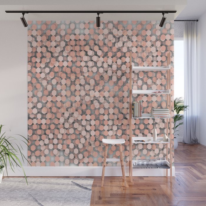 Hexagonal Peach Color Background Wall Mural By Dominiquelandau
