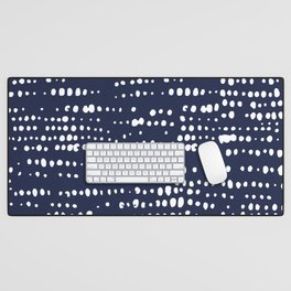 Abstract Spotted Pattern in Navy Blue Desk Mat
