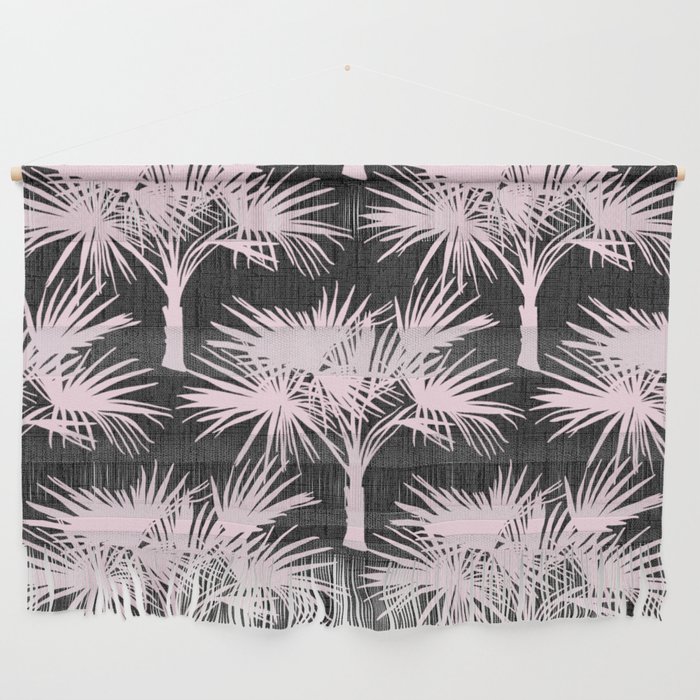 Retro Pink Palm Trees on Charcoal Wall Hanging