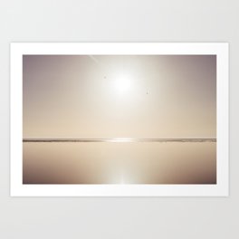 Smooth and calm water sunset at sea - minimal nature photography Art Print