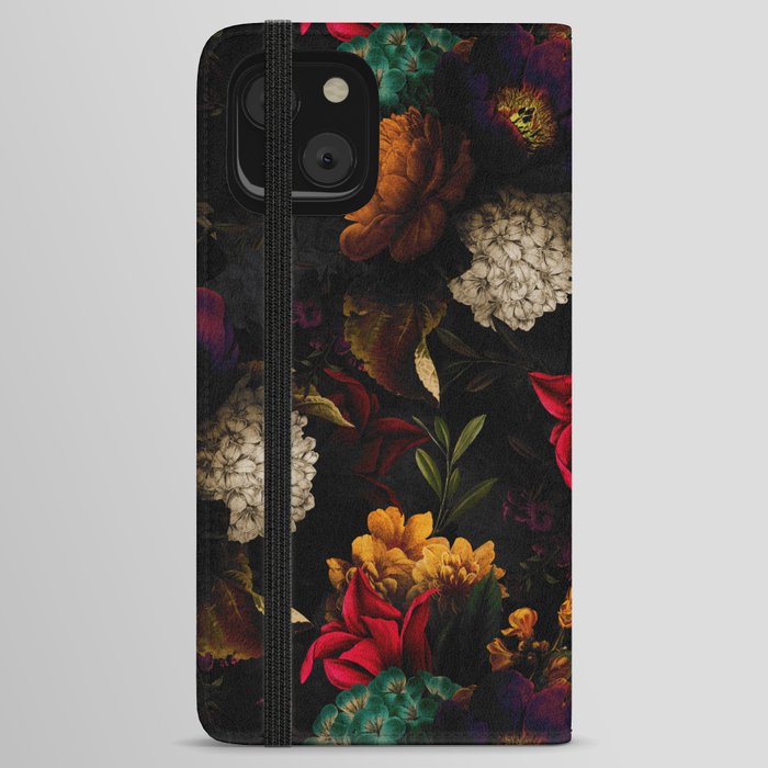 Midnight Hours Dark Vintage Flowers Garden iPhone Wallet Case