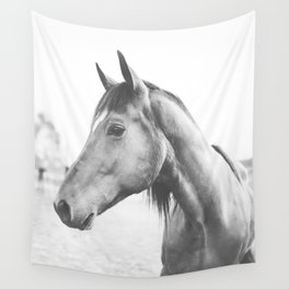 bw horse, equestrian, black and white horse, thoroughbred Wall Tapestry