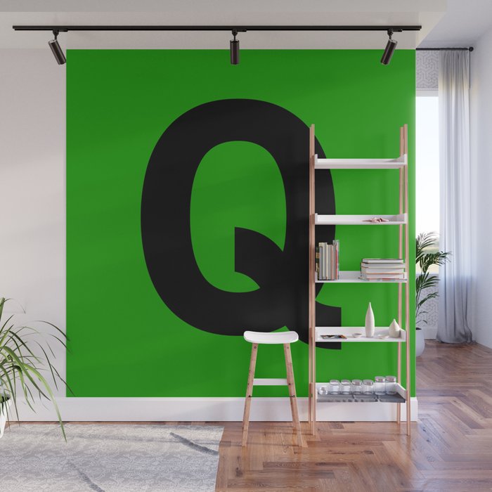 Letter Q (Black & Green) Wall Mural