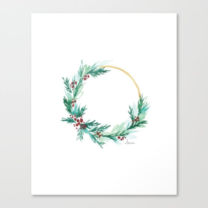 Christmas Wire Wreath Canvas Print