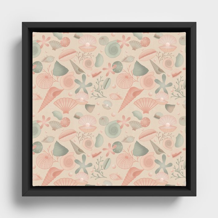 Pastel seashells Framed Canvas