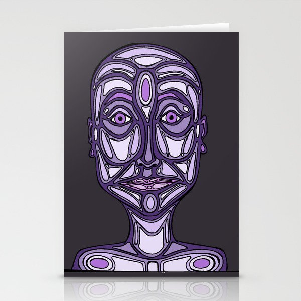 purple robot Stationery Cards
