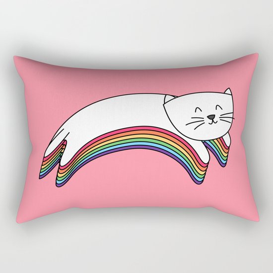 Rainbow Kitty Rectangular Pillow