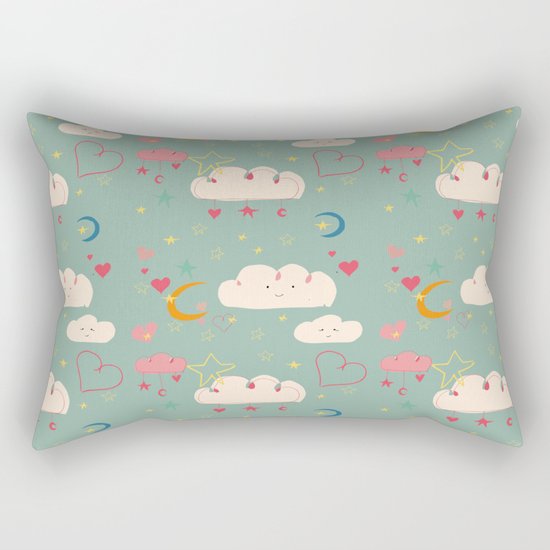 Cute clouds blue background Rectangular Pillow