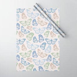 Blue Butterfly Pattern Wrapping Paper