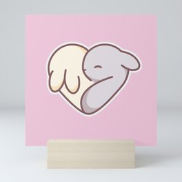 Love Bunnies in heart shape Mini Art Print