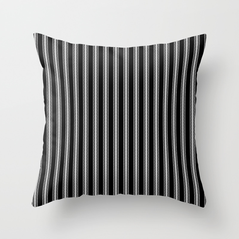Black And White English Rose Trellis On Mattress Ticking Stripe