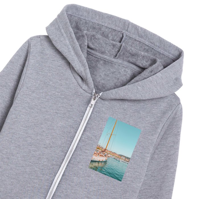 Luxurious Yachts And Boats Print, Cannes Harbor Port, Mediterranean Sea Print, Blue Teal Print, Travel Cannes France Landscape, Seascape Travel, Explore The World Kids Zip Hoodie