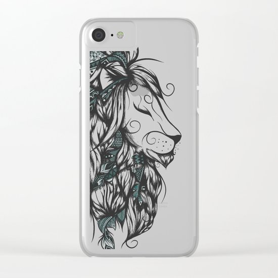 Poetic Lion Turquoise Clear iPhone Case