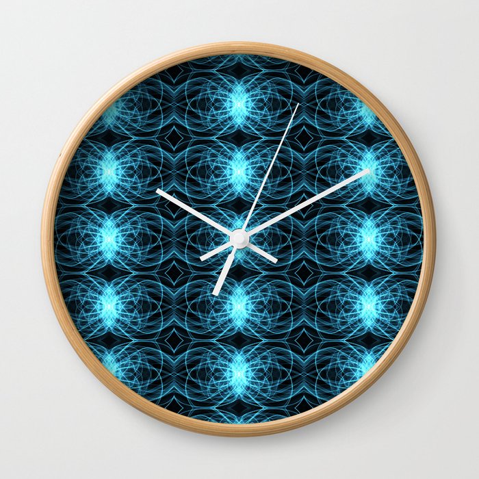 Liquid Light Series 1 ~ Blue Abstract Fractal Pattern Wall Clock
