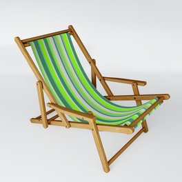 [ Thumbnail: Dark Sea Green, Sea Green, Light Grey, and Green Colored Lines/Stripes Pattern Sling Chair ]