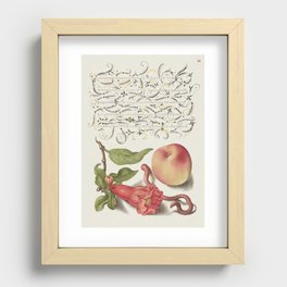 Vintage calligraphic art with flowers and peach Recessed Framed Print