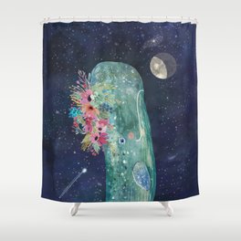 Whale with flowers Shower Curtain