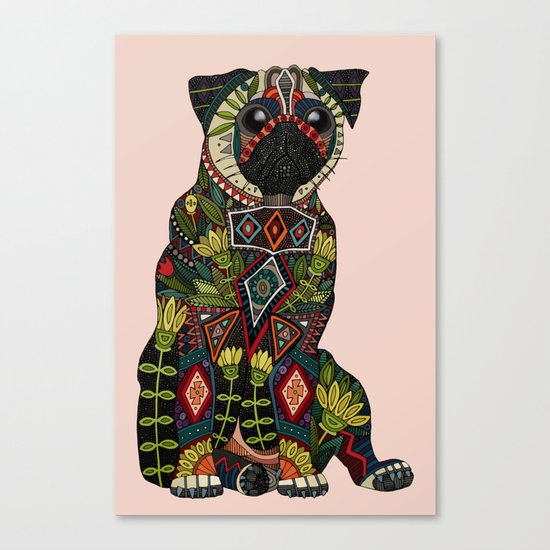 pug love pale dogwood Canvas Print