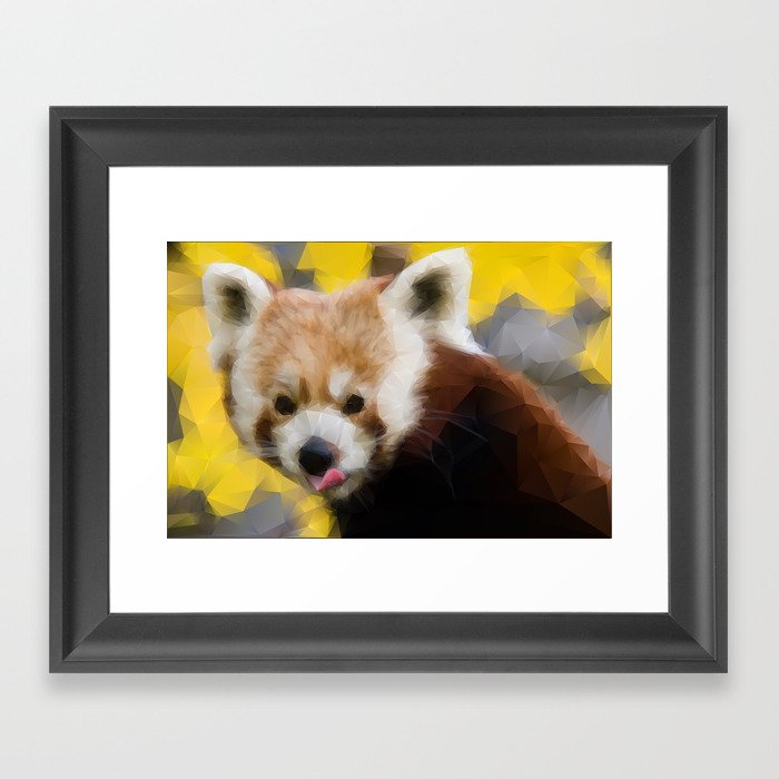 Red Panda in Triangles Framed Art Print