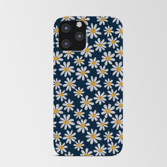 Simple and beautiful chamomile on a blue background iPhone Card Case