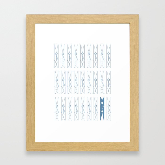 White Clothespins Framed Art Print
