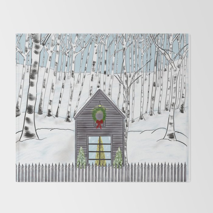 Christmas Cabin In The Snowy Woods Throw Blanket By Melindatodd Society6
