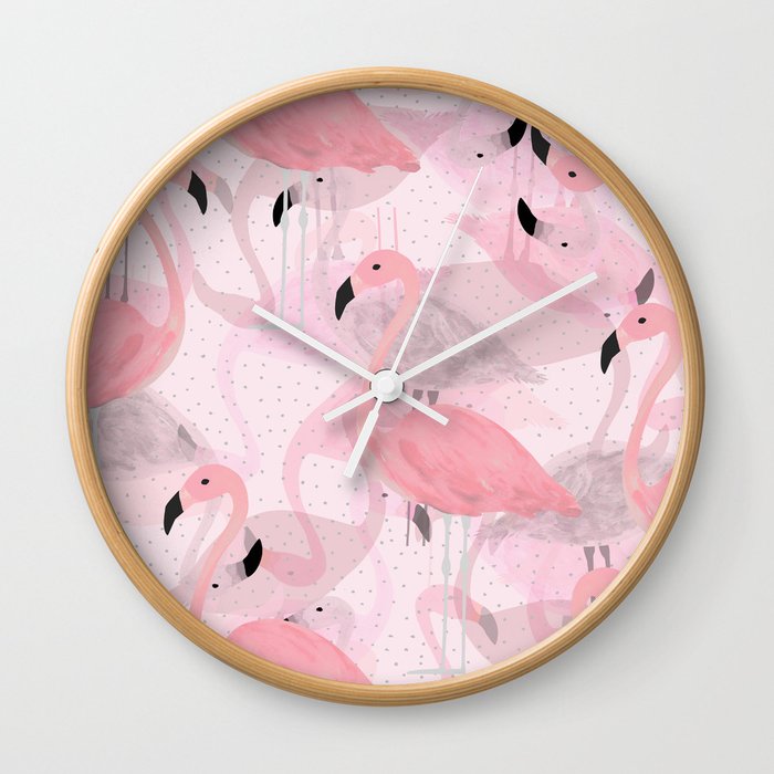 Flamingo Pattern Wall Clock