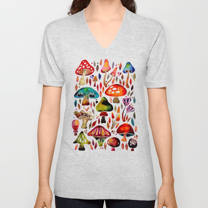 Mushroom Magic – Retro Palette V Neck T Shirt