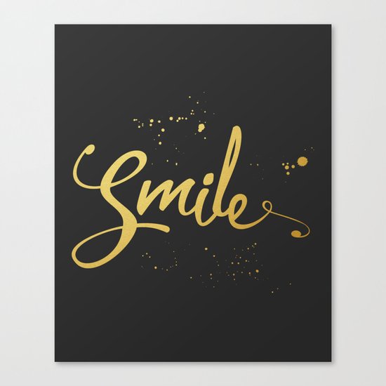Gold Smile Quote Canvas Print
