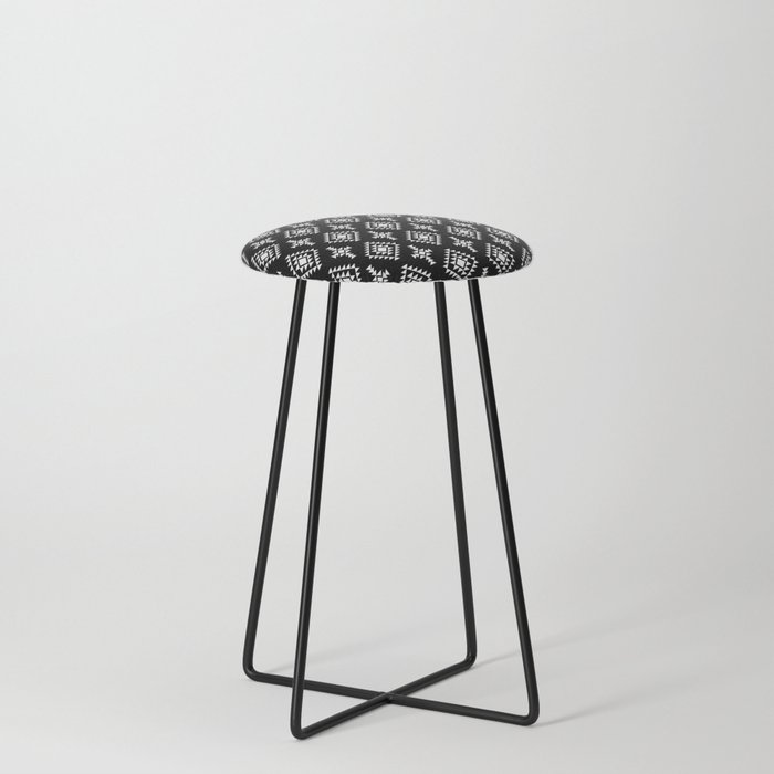 Black and White Native American Tribal Pattern Counter Stool