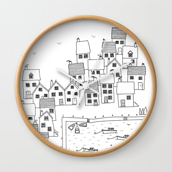 Harbour sketch Wall Clock