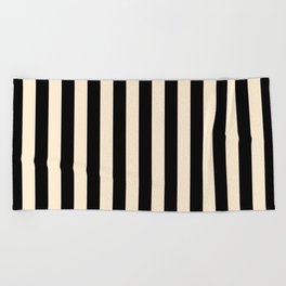 Elegant Stripes - Black & Beige Beach Towel