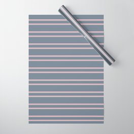 [ Thumbnail: Slate Gray, Pink, and Dark Grey Colored Lines Pattern Wrapping Paper ]