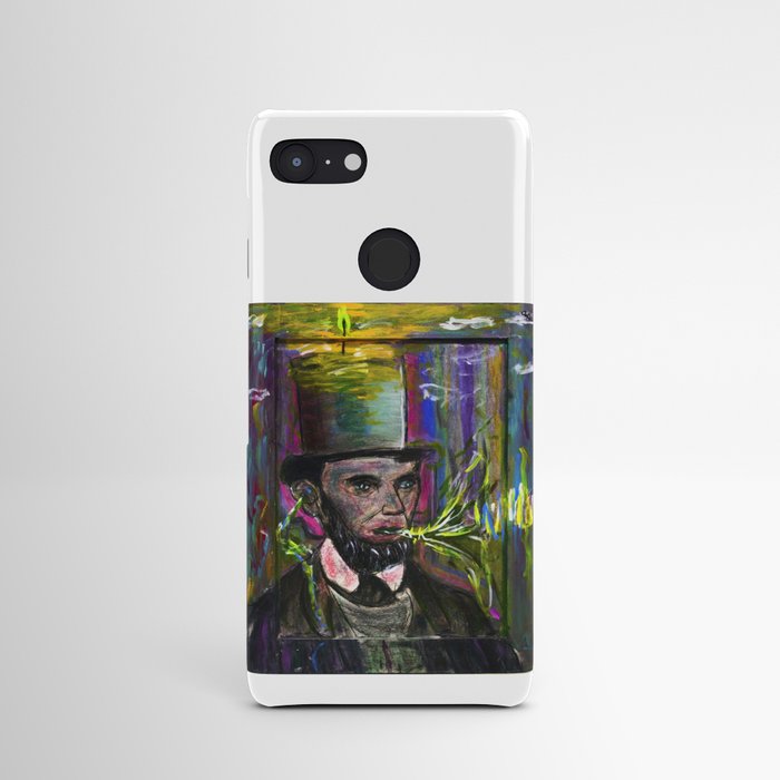 psychedelic US president  Abraham Lincoln with Trippy top-hat and rainbow halo Android Case