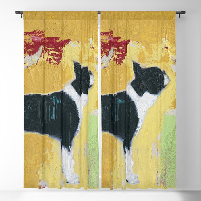 Boston Terrier Painting Art Blackout Curtain