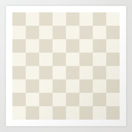 Checkerboard Check Checkered Pattern in Mushroom Beige and Cream Art Print