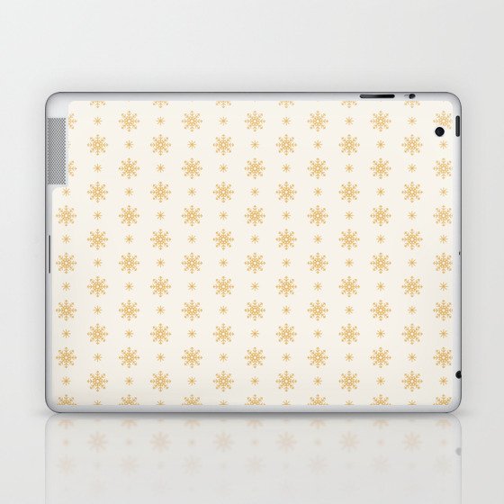Christmas Pattern Yellow Retro Snowflake Laptop & iPad Skin