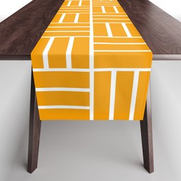 Basketweave (White & Orange Pattern) Table Runner