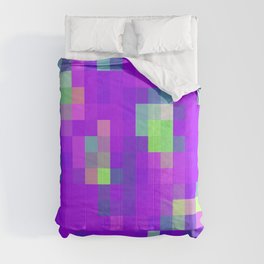 geometric pixel square pattern abstract background in purple green Comforter