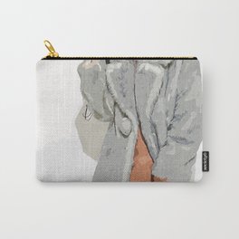 Woman In Gray Fur Coat Carry-All Pouch
