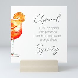 Cocktail Recipes. Aperol Spritz. Square Mini Art Print