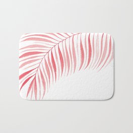 Tropical Palm Frond: Coral/Red Bath Mat | Palm, Palmtree, Leaves, Watercolour, Island, Breeze, Tropical, Painting, Ocean, Watercolor 