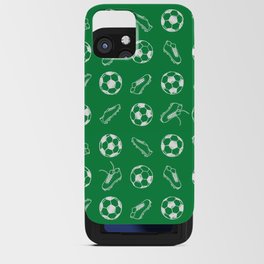 Soccer balls and boots doodle pattern. Digital Illustration Background iPhone Card Case