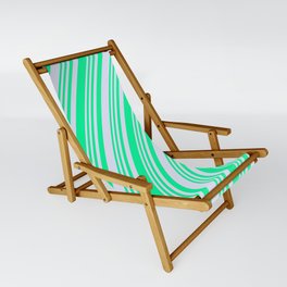[ Thumbnail: Green & Lavender Colored Striped Pattern Sling Chair ]