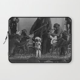 The good-time jamborine Eclectic animal monkey and bear dixieland band funny macabre creepy black and white photograph - photography - photographs Laptop Sleeve