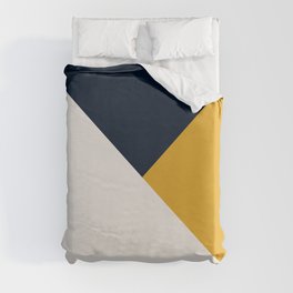 Tricolor Geometry Navy Yellow Duvet Cover