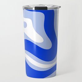 Modern Liquid Swirl Abstract Pattern Square Royal Blue, Light Blue, White Travel Mug