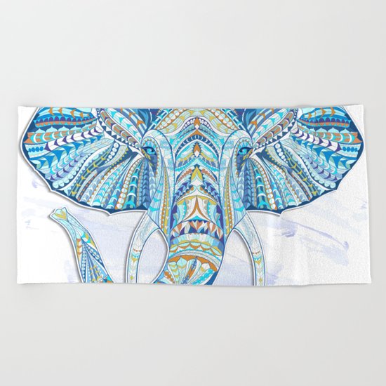 Blue Ethnic Elephant Beach Towel